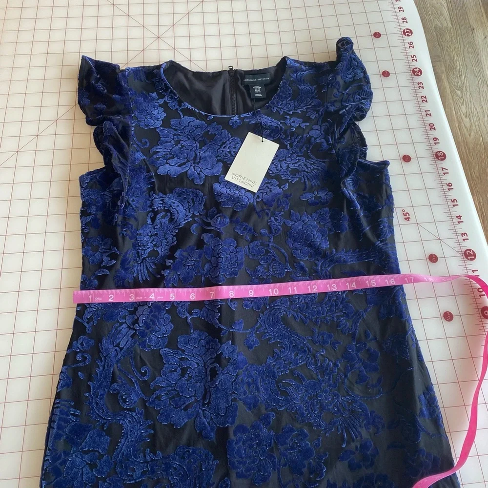Adrienne Vittadini new w/ tags velvet navy blue & black floral dress size xs